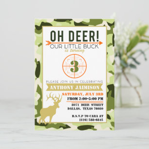 Invitation de thème de chasse Oh Deer Couleurs ver