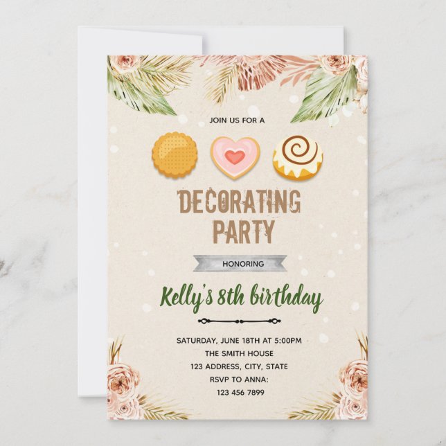 Invitation de thème de décoration de cookies boho (Devant)