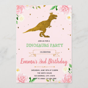 Invitation de thème de dinosaure de fille