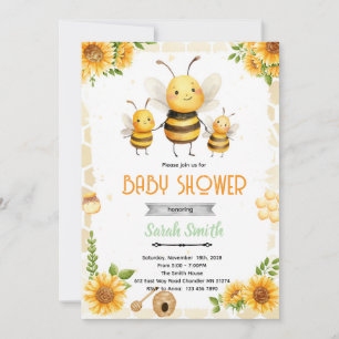 Invitation de thème de fête d'abeille à miel migno