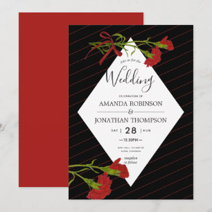 Invitation de thème de fleurs d'oeillet de mariage