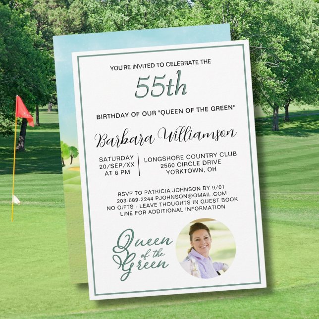 Invitation de thème golfeuse pour les 55 ans avec  (Créateur téléchargé)