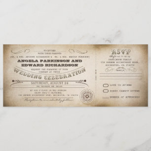 Invitation de ticket vintage mariage avec concepti