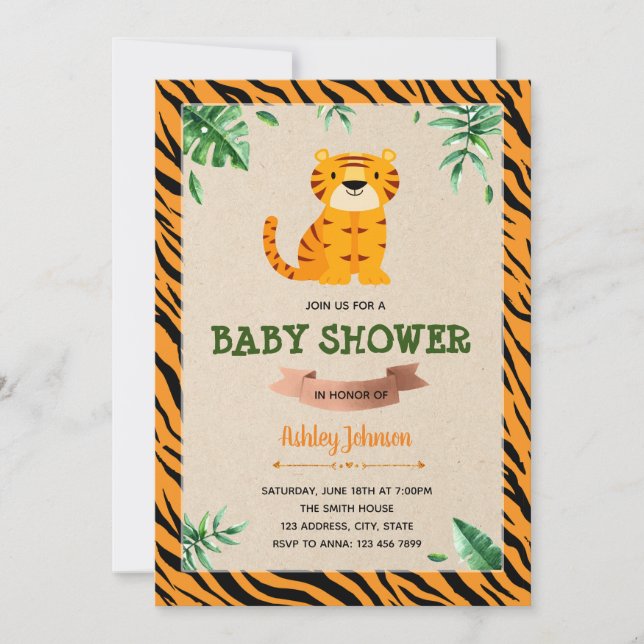 Invitation de Tiger baby shower (Devant)