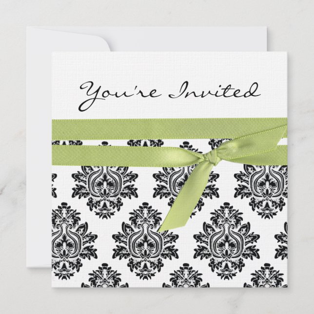 Invitation de toile blanc et vert de baby shower (Devant)