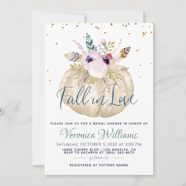 Invitation de Tomber en Amour pour une Mariée d'Au (Devant)