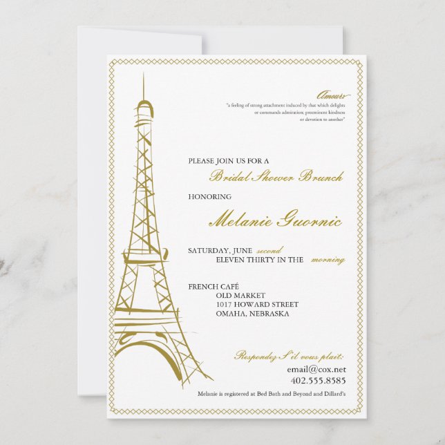 Invitation de Tour Eiffel (Devant)
