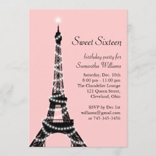 Invitation de Tour Eiffel de sweet sixteen