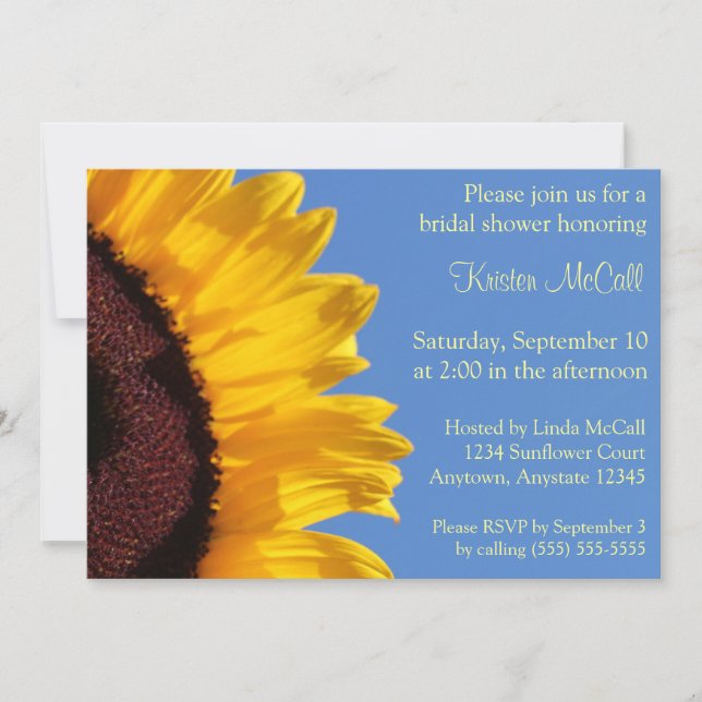Invitation de tournesol jaune et de ciel bleu (Devant)