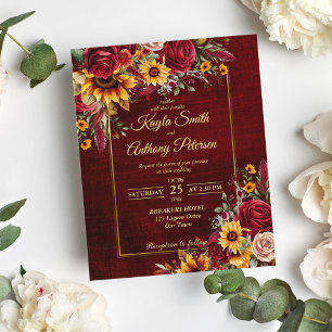 Invitation de tournesols rose mariage de automne