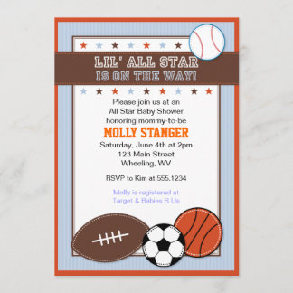 Invitation de tout Baby shower Sport Star