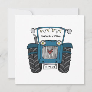 Invitation de tracteur bleu Mariage campagnard per