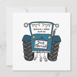 Invitation de tracteur bleu Mariage campagnard per