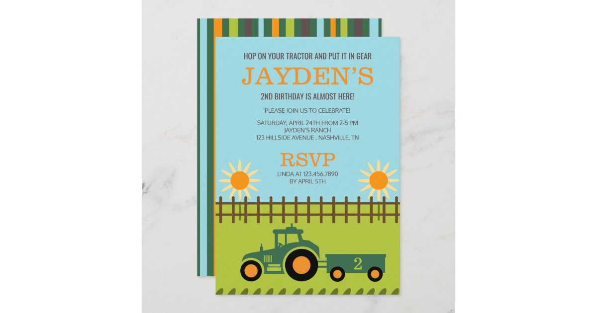 Invitation De Tracteur De Fete D Anniversaire De Zazzle Fr