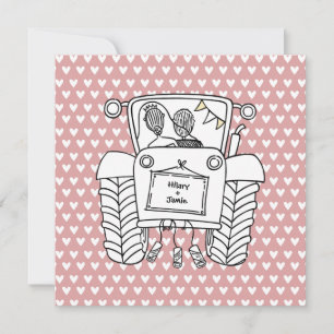 Invitation de tracteur de Mariage campagnard perso