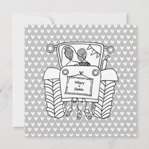 Invitation de tracteur de Mariage campagnard perso