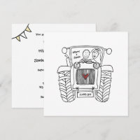 Invitation de tracteur de Mariage campagnard perso