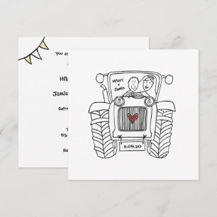 Invitation de tracteur de Mariage campagnard perso