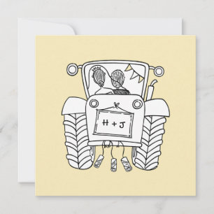 Invitation de tracteur de Mariage campagnard perso