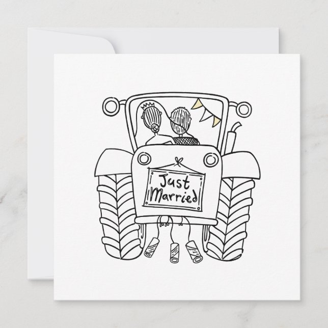 Invitation de tracteur de Mariage campagnard perso (Devant)