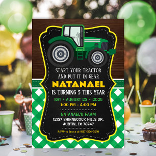 Invitation de tracteur pour la fête d'anniversaire