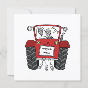 Invitation de tracteur rouge Mariage campagnard pe