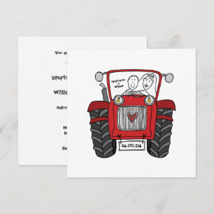 Invitation de tracteur rouge Mariage campagnard pe