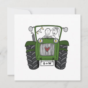 Invitation de tracteur vert Mariage campagnard per
