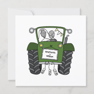 Invitation de tracteur vert Mariage campagnard per