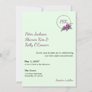 Invitation de trio de couronne florale