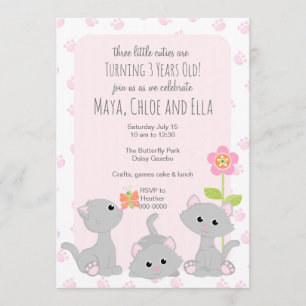 Invitation de trois petits chatons