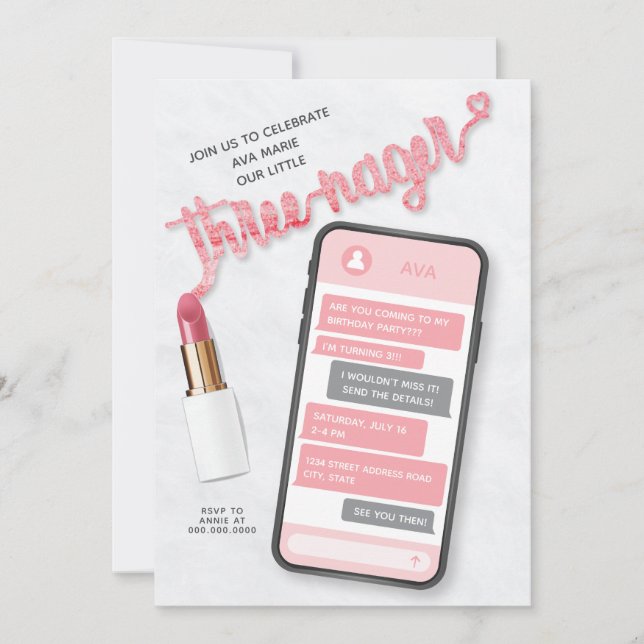 Invitation de troisième anniversaire de la fille d (Devant)