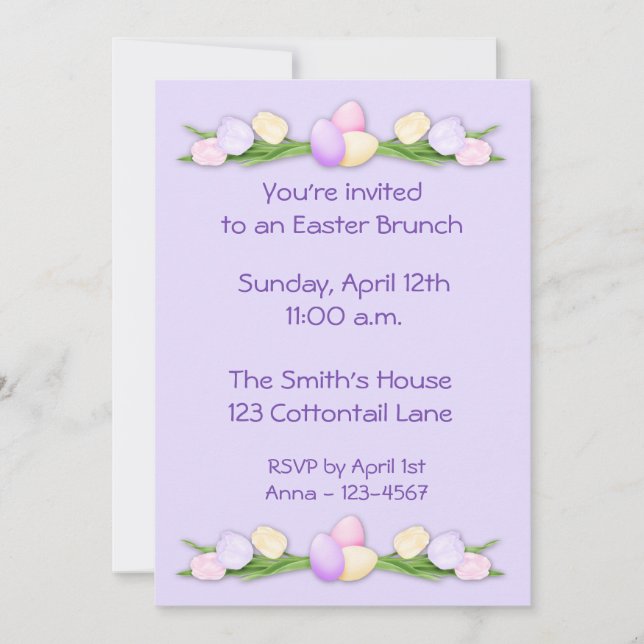 Invitation de tulipes de Pâques (Devant)