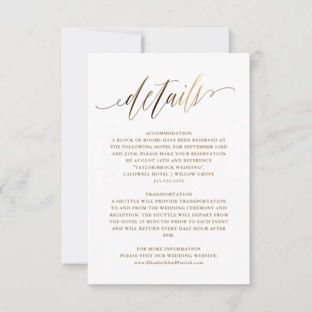 Invitation de typographie de script Gold Elegant (Devant)