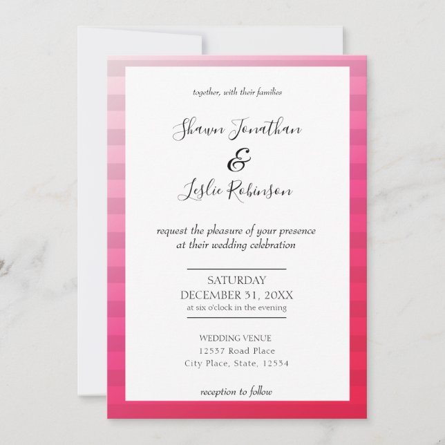 Invitation de typographie Mariage rose moderne V4 (Devant)