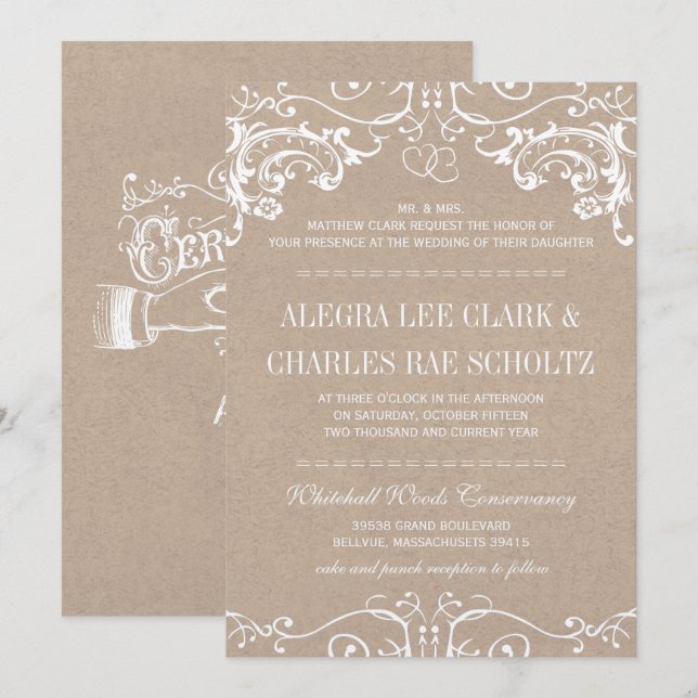 Invitation de typographie vintage moderne tableau  (Devant / Derrière)