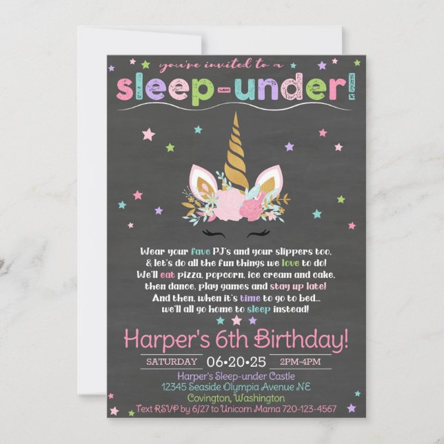 Invitation de Unicorn Sleep under, Invitation de U (Devant)