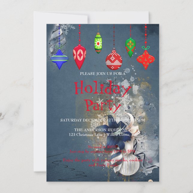 Invitation de vacances avec décorations de Noël (Devant)