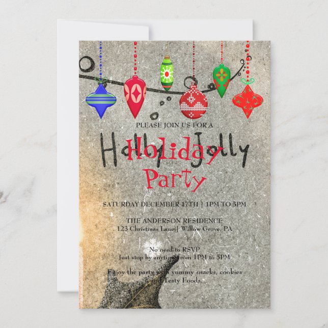 Invitation de vacances avec décorations de Noël (Devant)