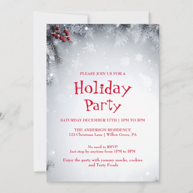 Invitation de vacances avec décorations de Noël (Devant)