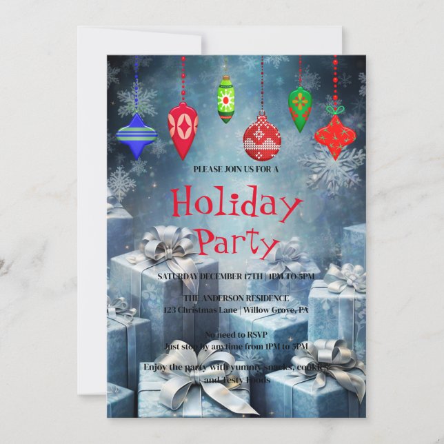 Invitation de vacances avec décorations de Noël (Devant)