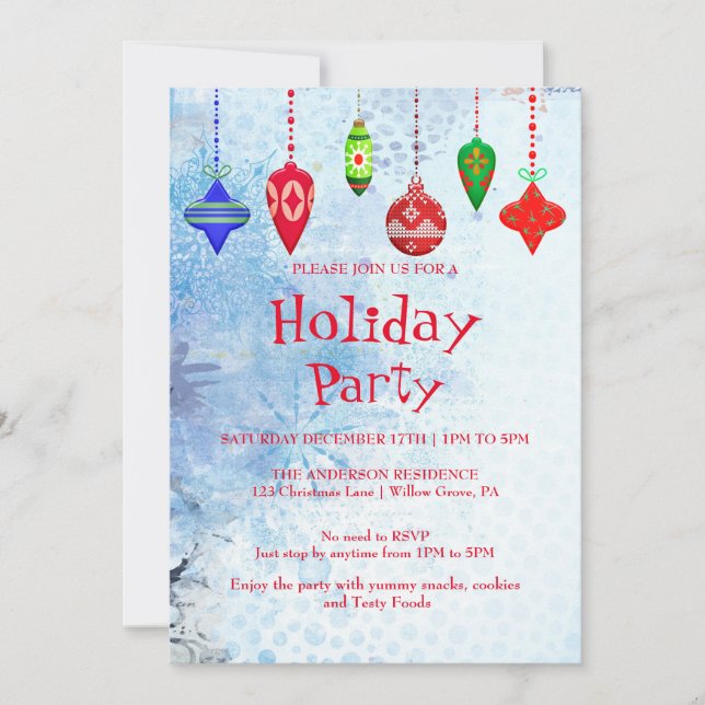 Invitation de vacances avec décorations de Noël (Devant)