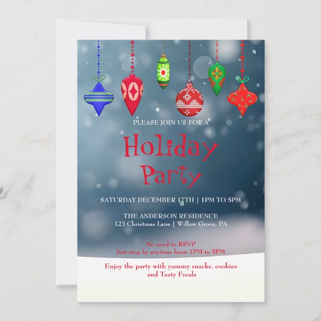 Invitation de vacances avec décorations de Noël (Devant)