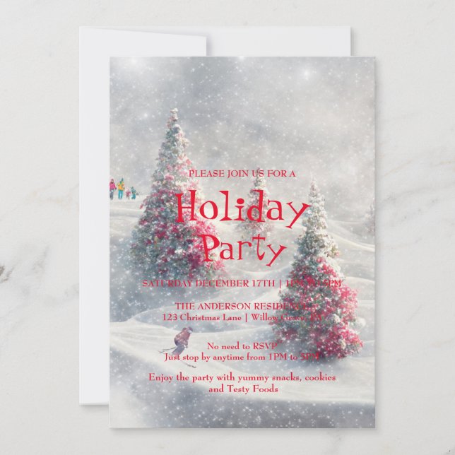 Invitation de vacances avec ornements de Noël (Devant)