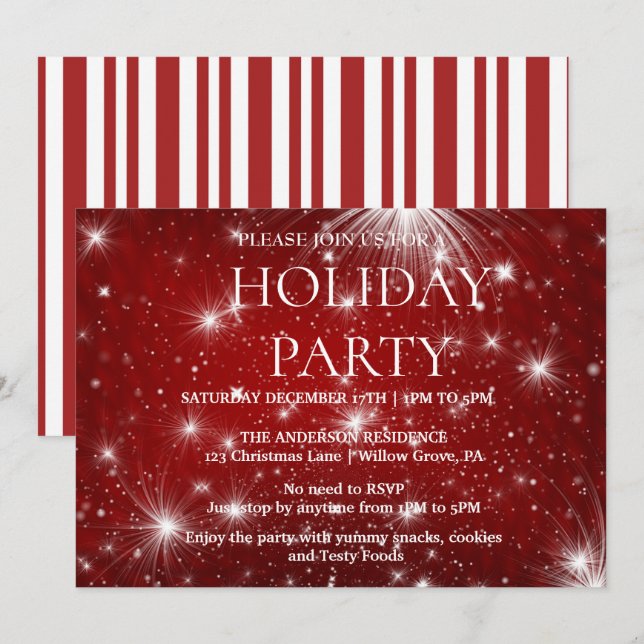 Invitation de vacances avec ornements de Noël (Devant / Derrière)