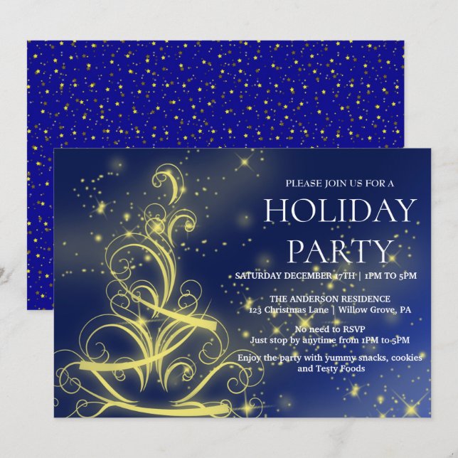 Invitation de vacances avec ornements de Noël (Devant / Derrière)