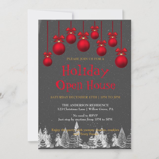 Invitation de vacances avec ornements de Noël (Devant)