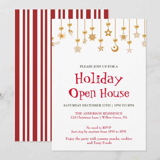 Invitation de vacances avec ornements de Noël (Devant / Derrière)