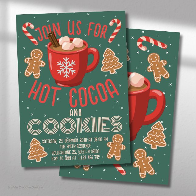 Invitation de vacances Chocolat Chaud & Cookies |  (Créateur téléchargé)