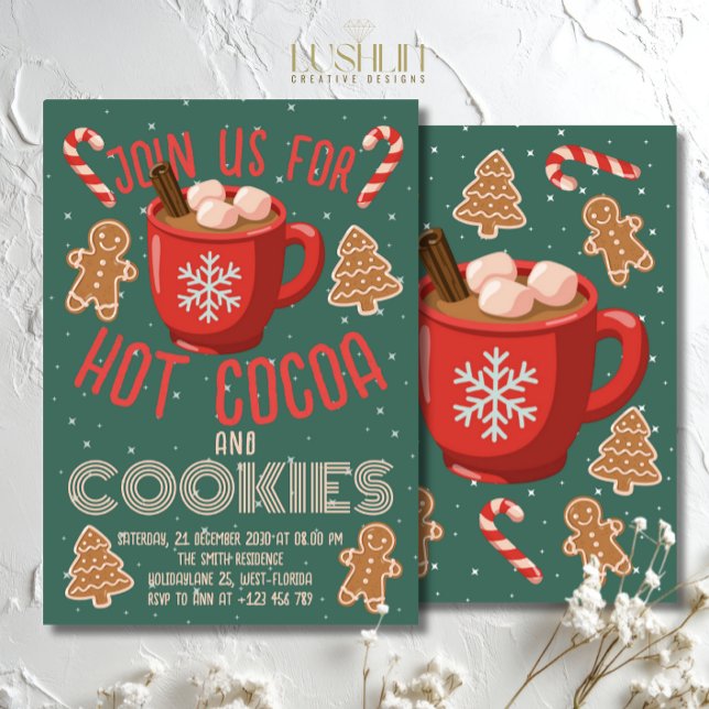 Invitation de vacances Chocolat Chaud & Cookies |  (Créateur téléchargé)